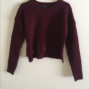 Forever 21 Maroon Knit Cropped Sweater